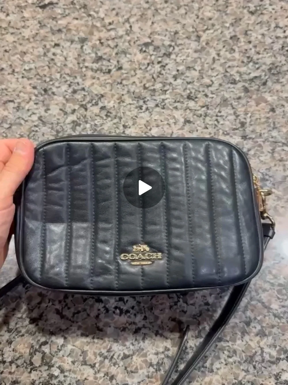 Coach Black Quilted Leather Crossbody with Gold Logo